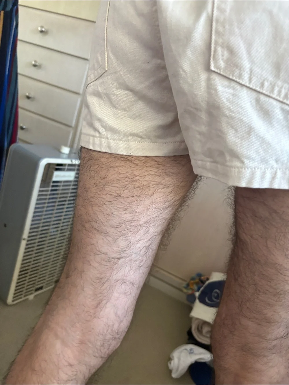 Men's Cream Cotton Casual Shorts by RICK MAJORS. Medium. Made in the USA